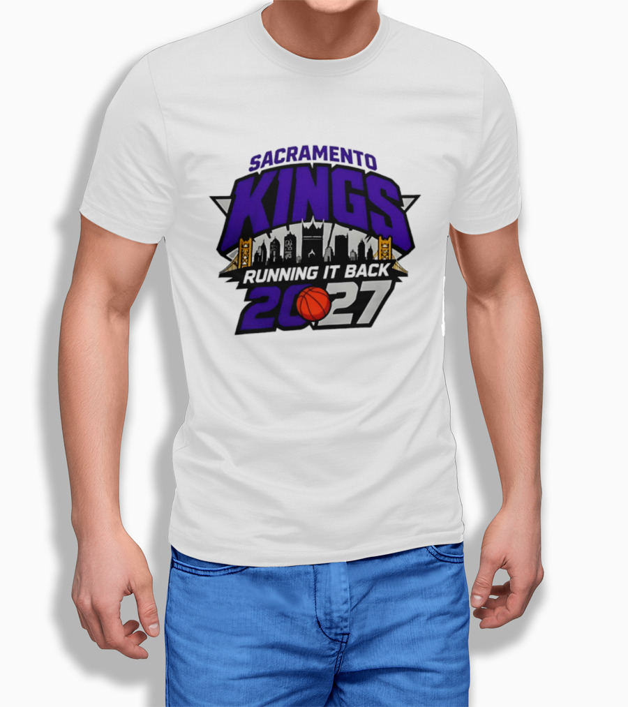 Sacramento Kings 2027 Running It Back Skyline Basketball T-Shirt