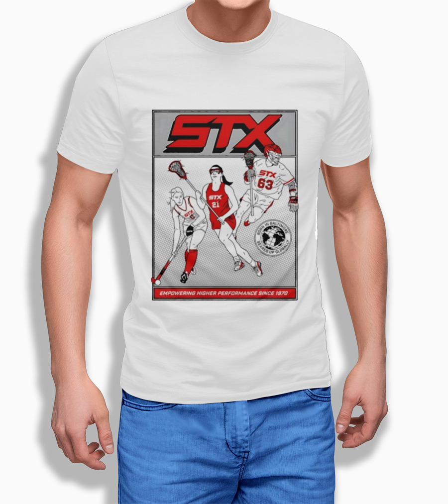 STX Born In Baltimore Geared Up Globally Empowering Higher Performance Since 1970 Lacrosse Field Hockey Players T-Shirt