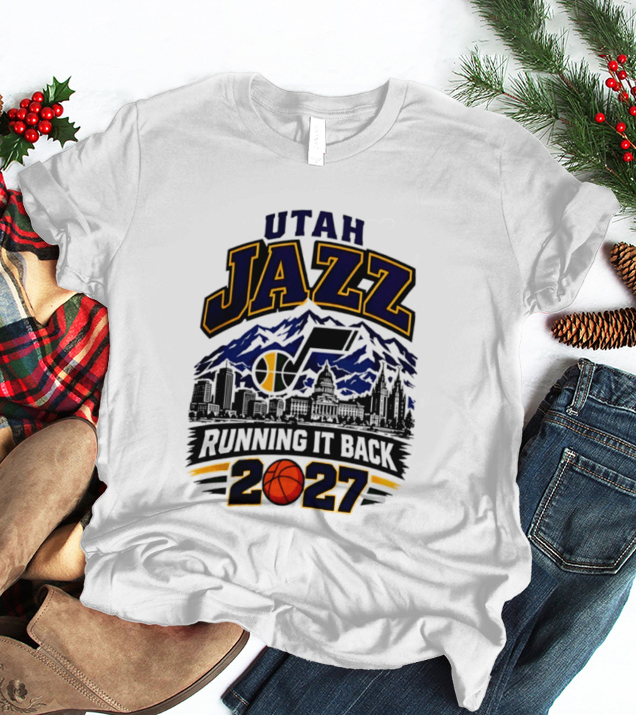 Utah Jazz Basketball Running It Back 2027 Skyline T-Shirt