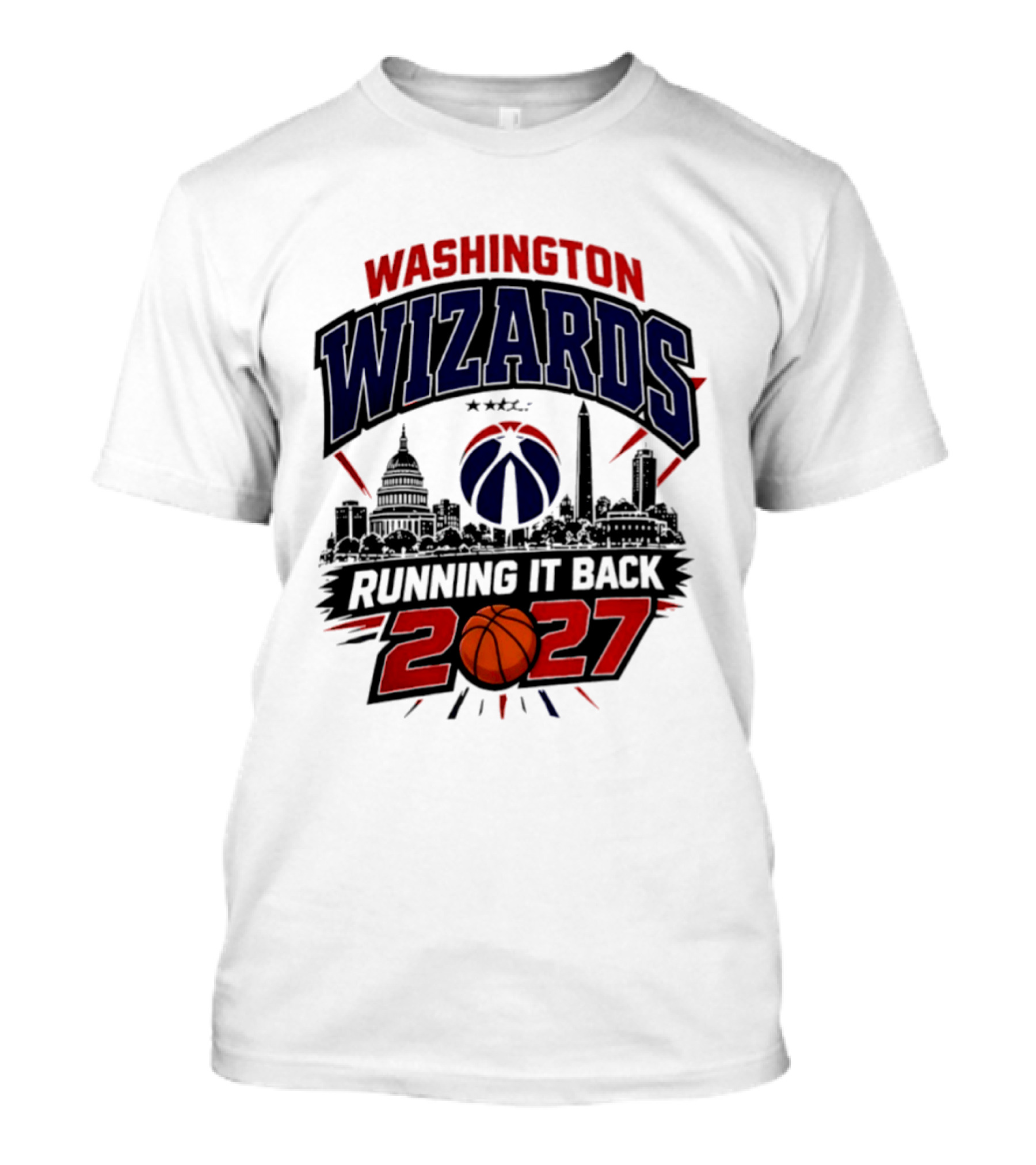 Washington Wizards 2027 Running It Back With Basketball And Skyline T-Shirt