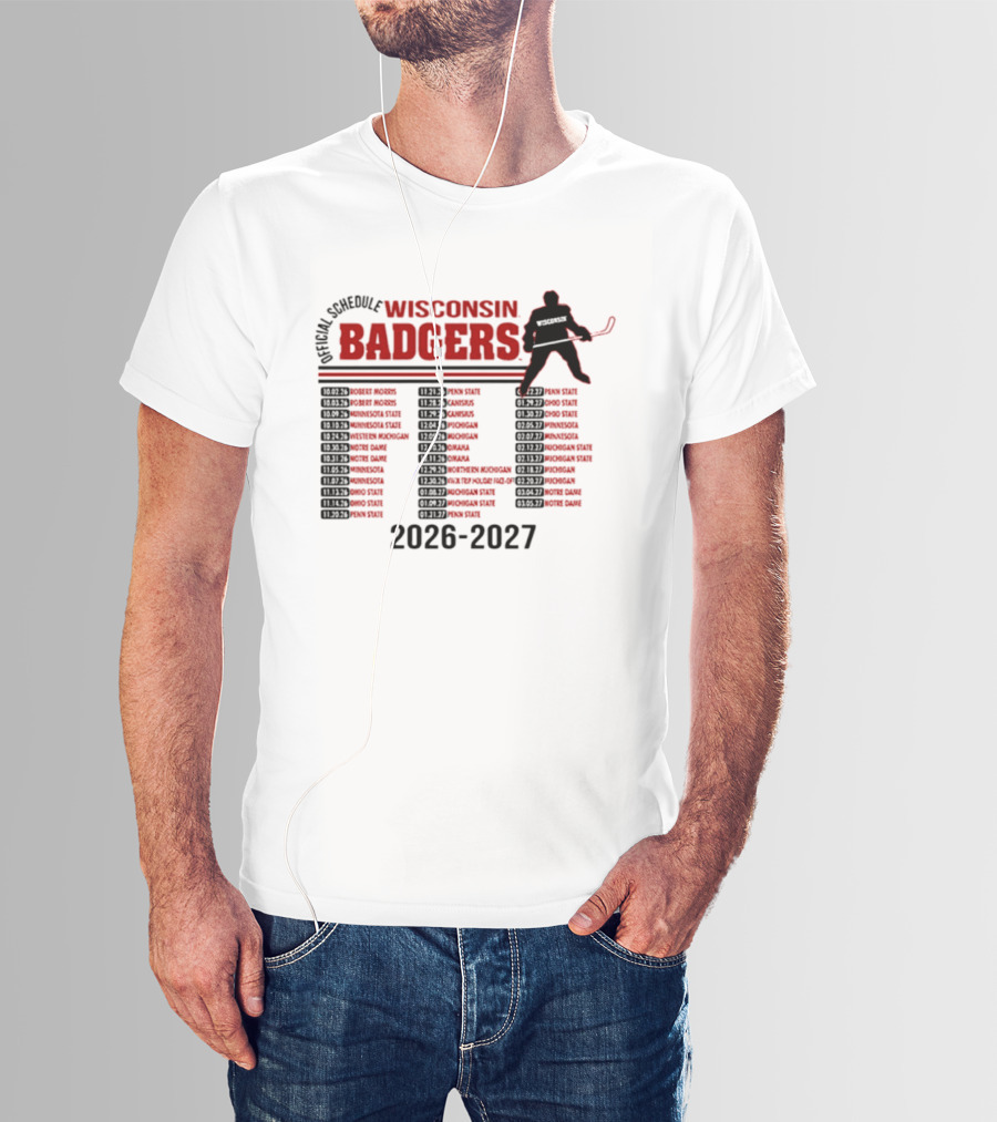 Wisconsin Badgers Men's Hockey 2026 2027 Official Schedule T-Shirt