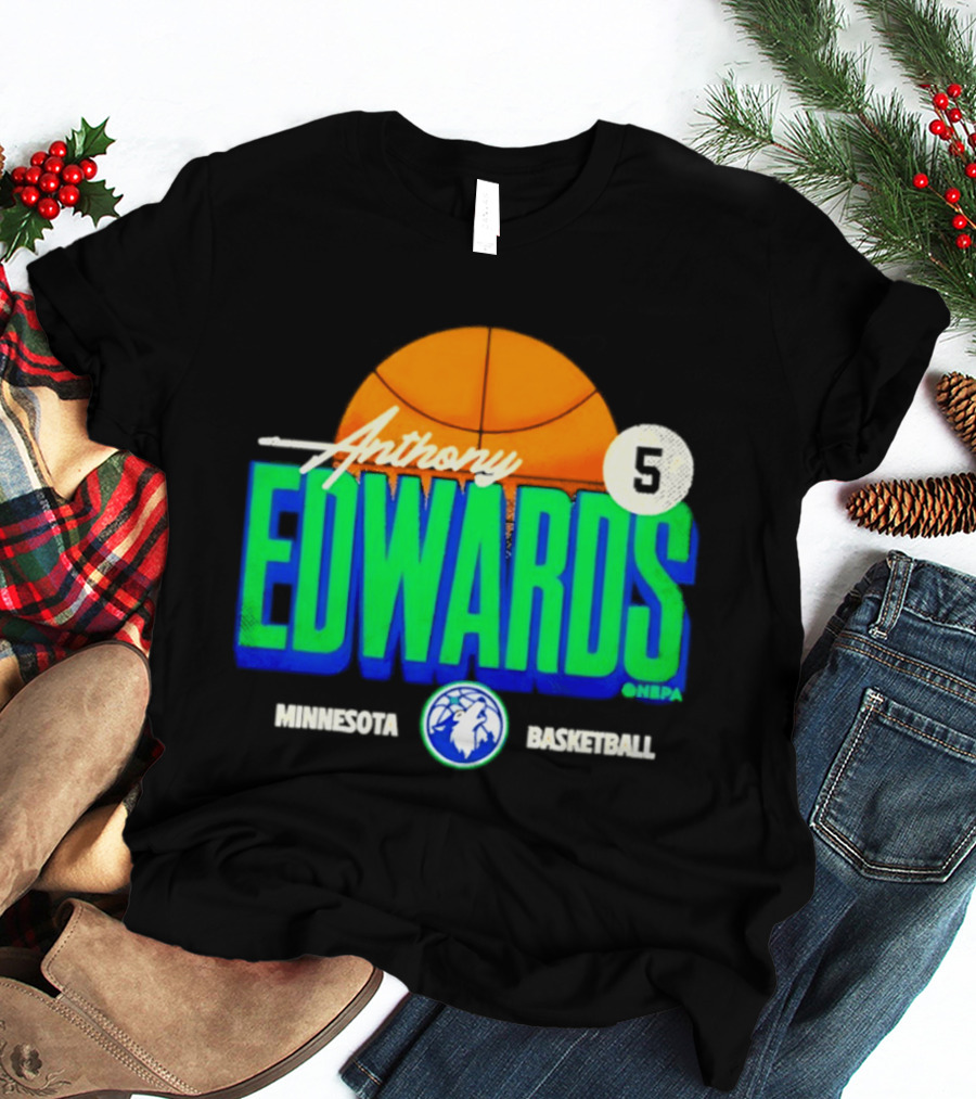 Anthony Edwards 5 Minnesota Basketball Timberwolves Player T-Shirt
