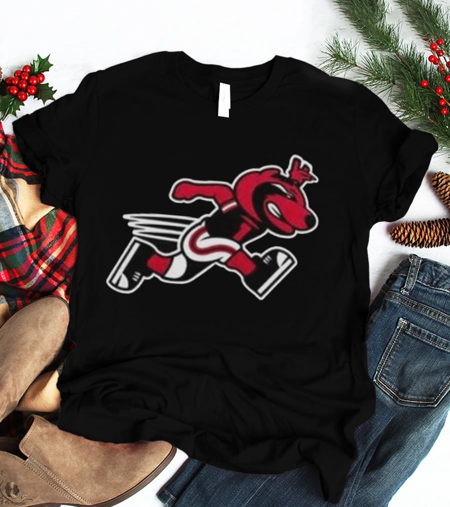 Arkansas State Red Wolves Running Mascot 2026 Black Fan Gear T-Shirt