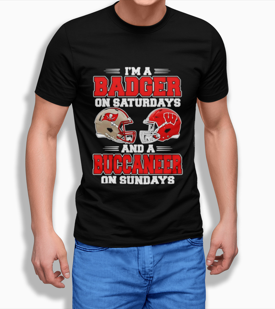 I'm A Badger On Saturdays And A Buccaneer On Sundays Football Helmet T-Shirt