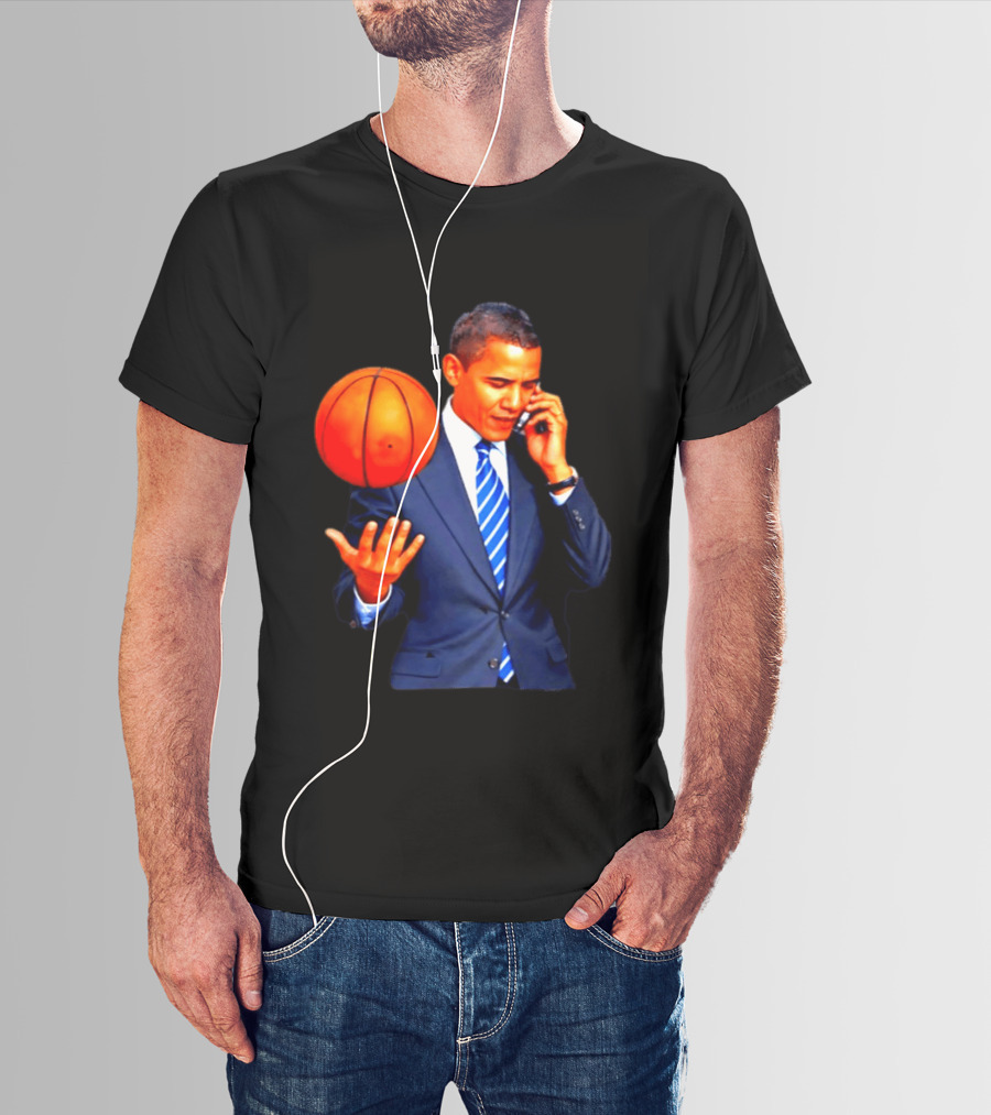 Barack Obama Basketball Phone Call In Suit And Tie T-Shirt