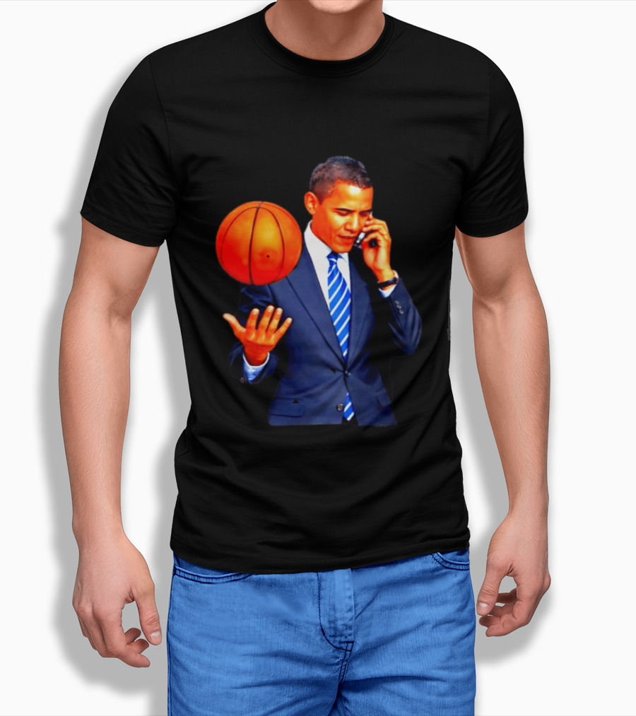 Barack Obama Basketball Phone Call In Suit And Tie T-Shirt