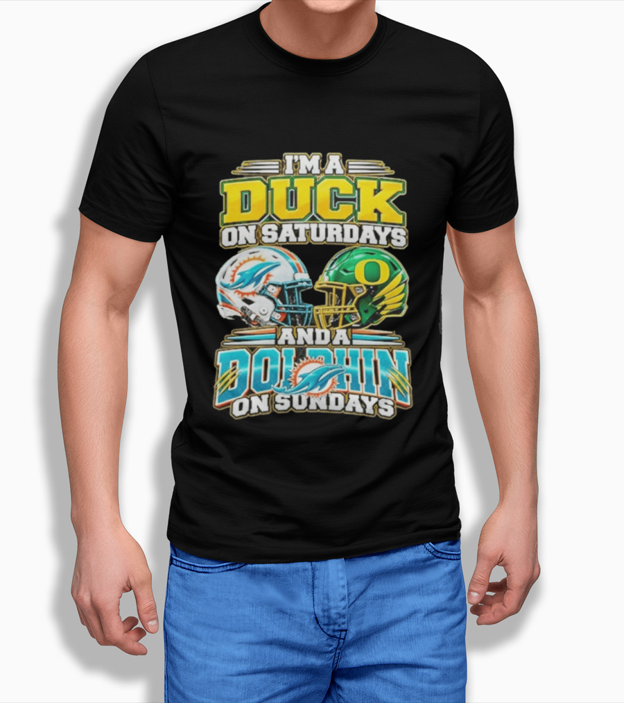 I'm A Duck On Saturdays And A Dolphin On Sundays Football Helmets T-Shirt