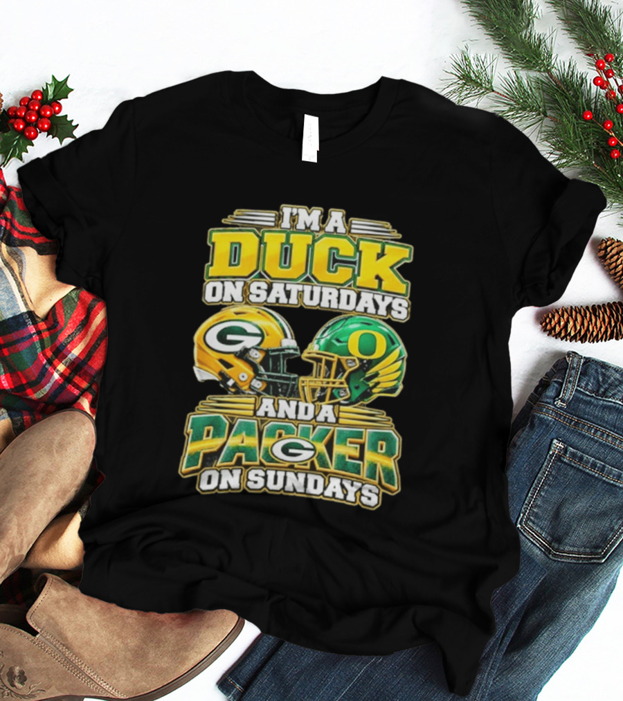 I'm A Duck On Saturdays And A Packer On Sundays Football Helmets T-Shirt