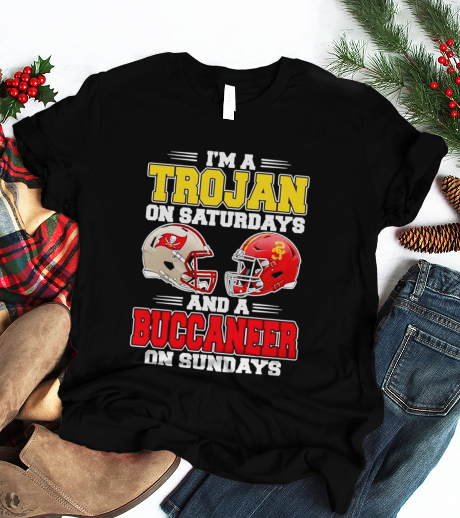 I'm A Trojan On Saturdays And A Buccaneer On Sundays Football Helmet T-Shirt