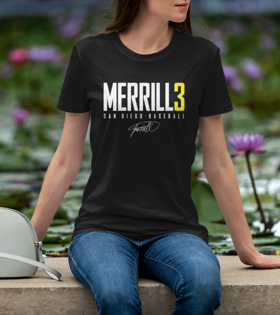 Jackson Merrill 3 San Diego Padres Name And Number Singature T-Shirt