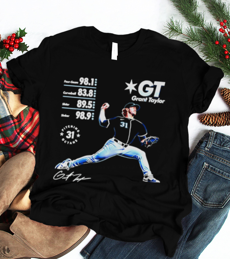 Grant Taylor 31 Chicago White Sox Pitcher Velocity Stats Octane Baseball T-Shirt