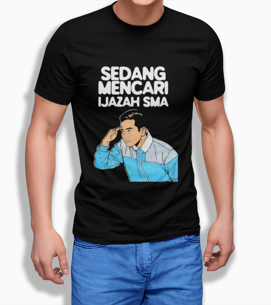 Sedang Mencari Ijazah SMA Man In Blue Jacket Visual T-Shirt