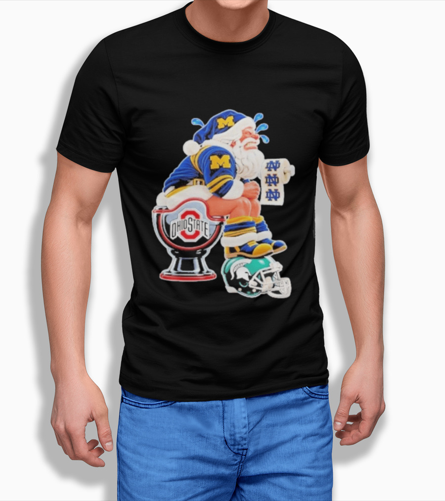 Michigan Santa Ohio State Toilet Notre Dame Paper Michigan State Helmet Football T-Shirt