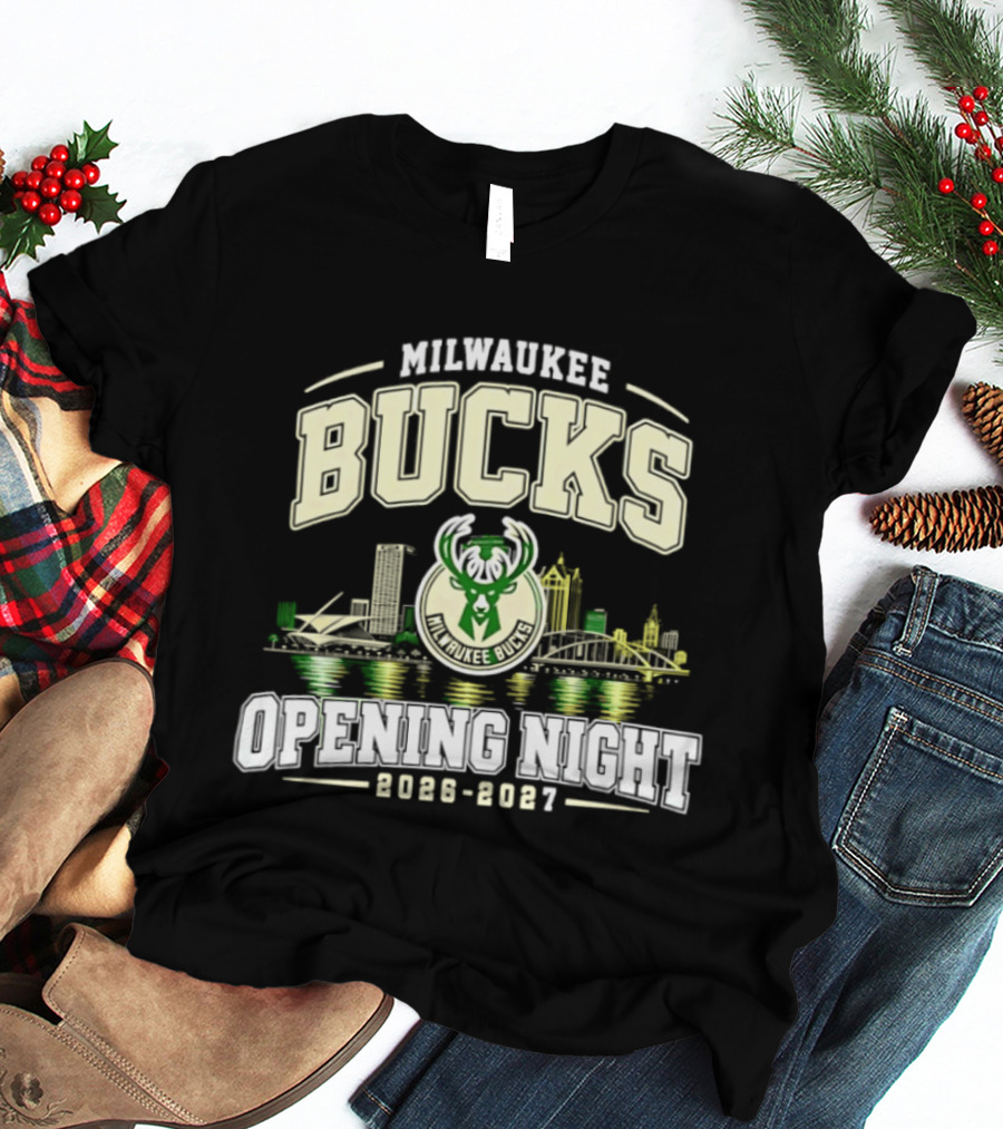 Milwaukee Bucks Opening Night 2026 2027 City Skyline T-Shirt