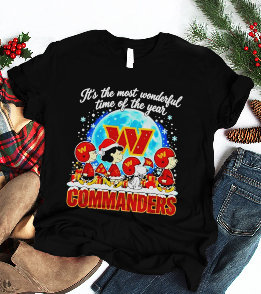 Peanuts Washington Commanders 2026 Christmas It's The Most Wonderful Time Of The Year T-Shirt