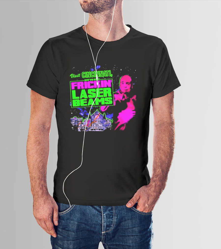 Visit Cincinnati Frickin' Laser Beams Retro Neon T-Shirt