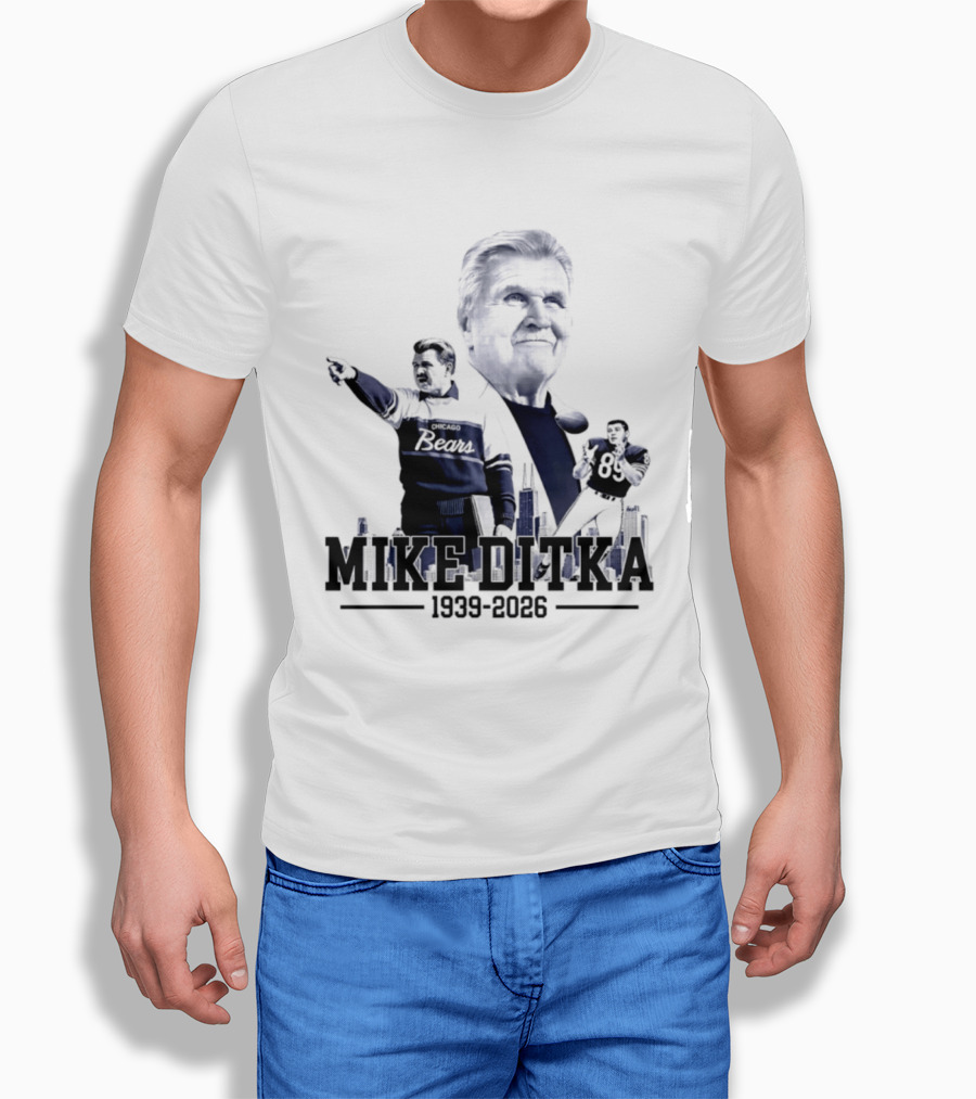 Mike Ditka Da Coach Chicago Bears In Loving Memory 1939 2026 City Skyline T-Shirt