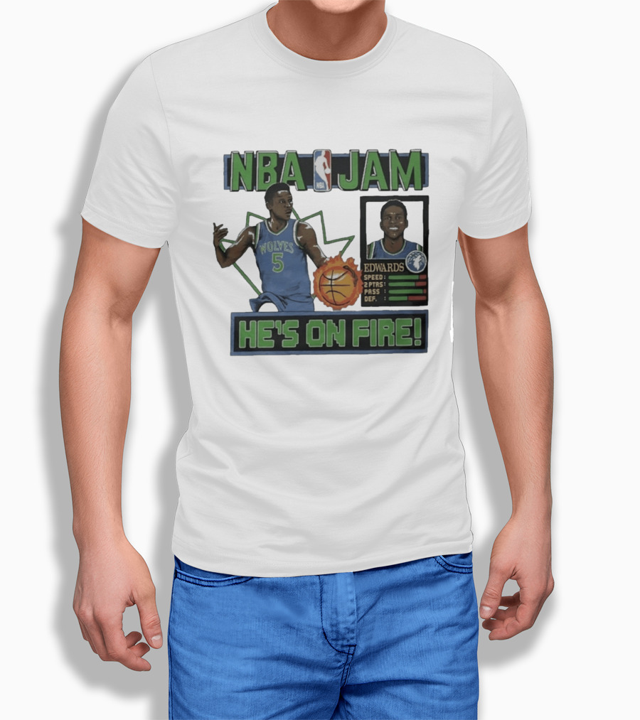 NBA Jam Wolves Edwards He's On Fire 2026 T-Shirt
