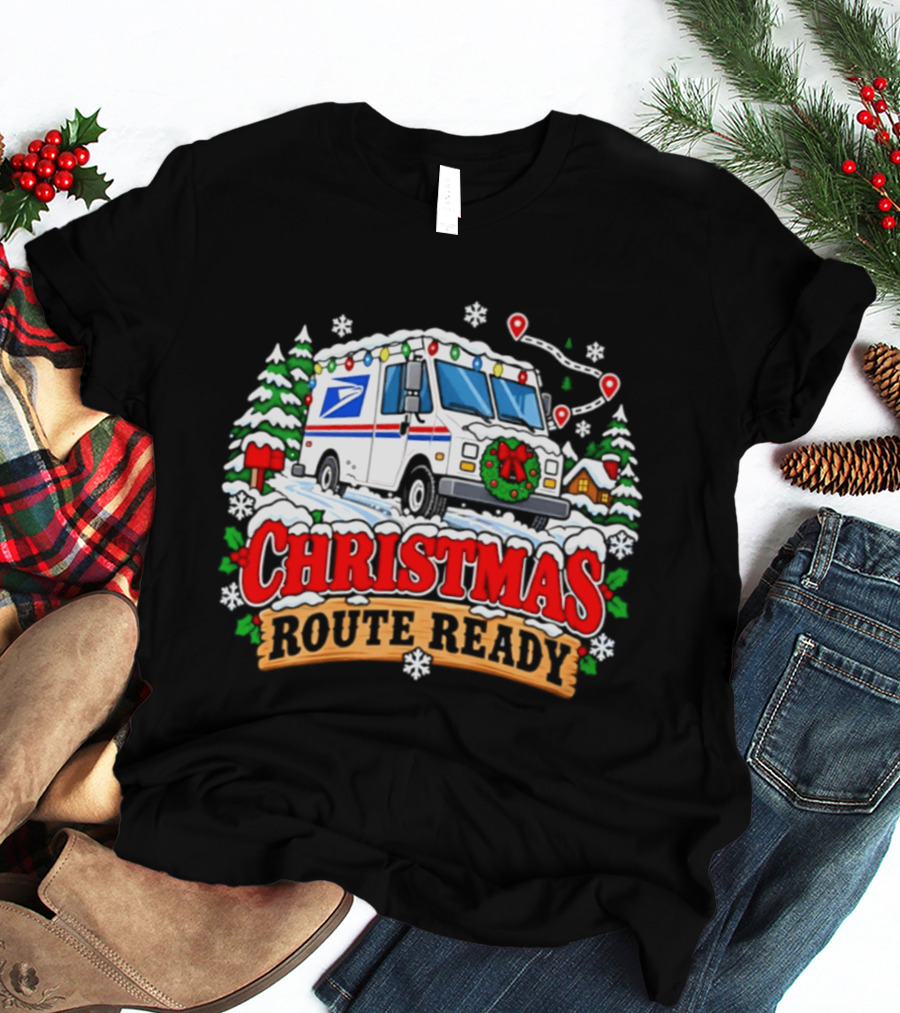USPS Christmas Route Ready 2026 Delivery Truck Holiday Season T-Shirt