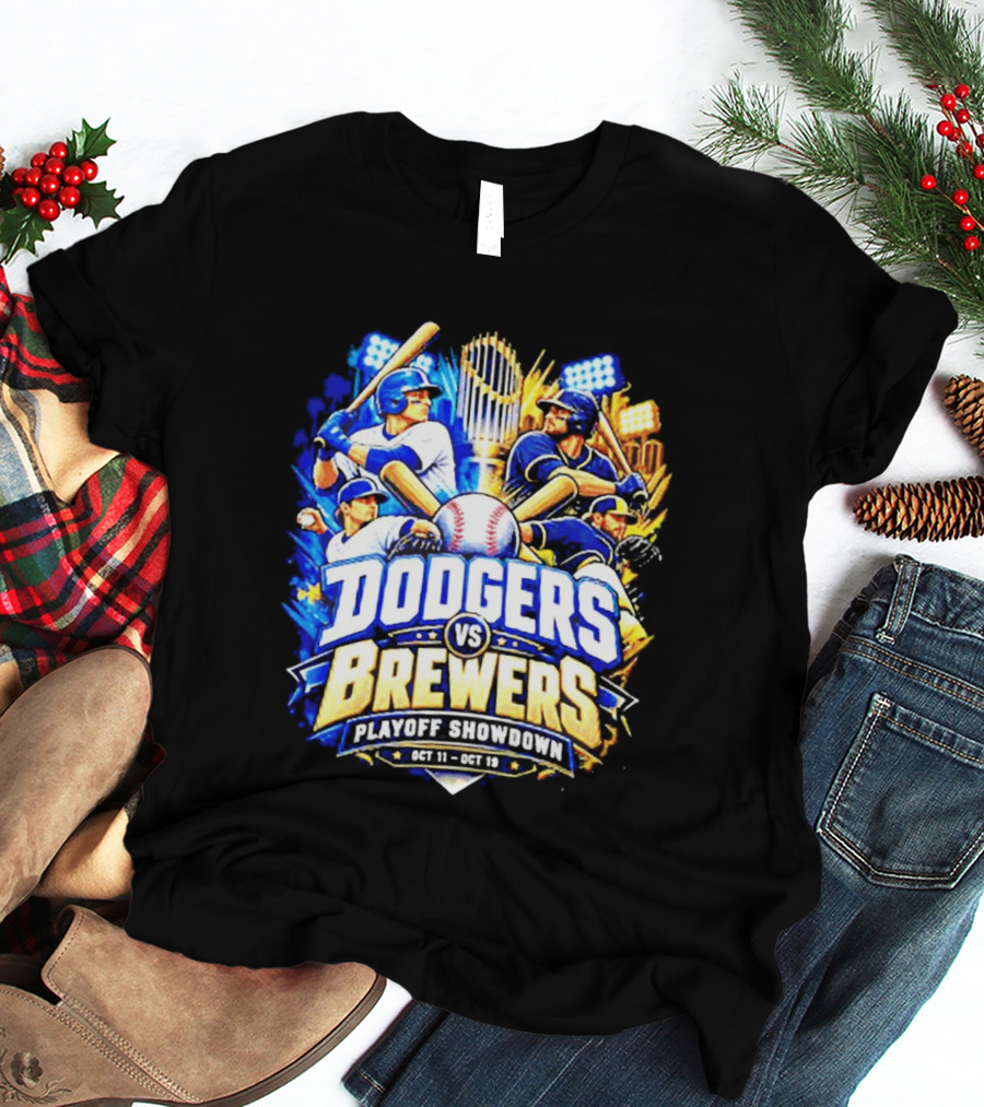 Dodgers Vs Brewers Playoff Showdown Oct 11 19 2026 T-Shirt