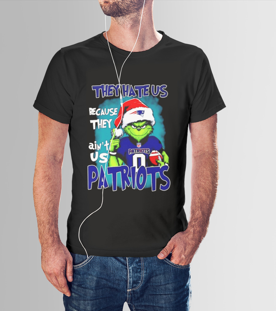 New England Patriots Grinch Santa 2026 They Hate Us Because They Ain't Us T-Shirt