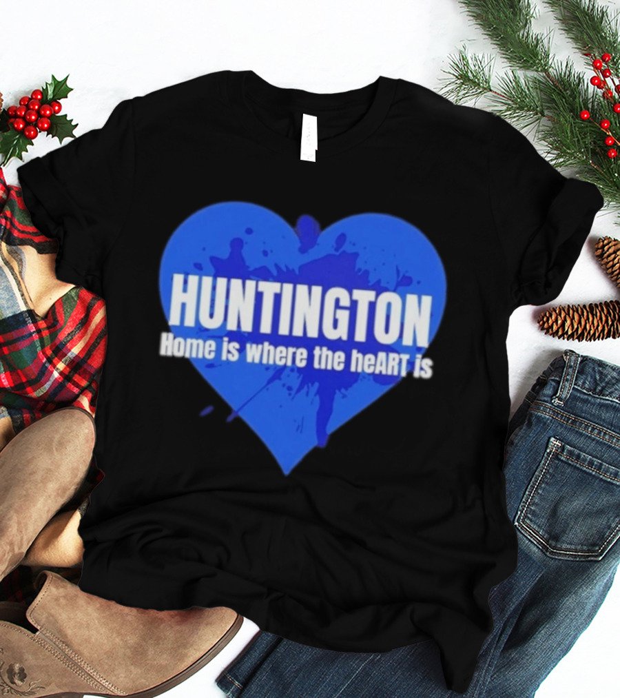 Huntington Home Is Where The Heart Is Blue Paint Splatter T-Shirt