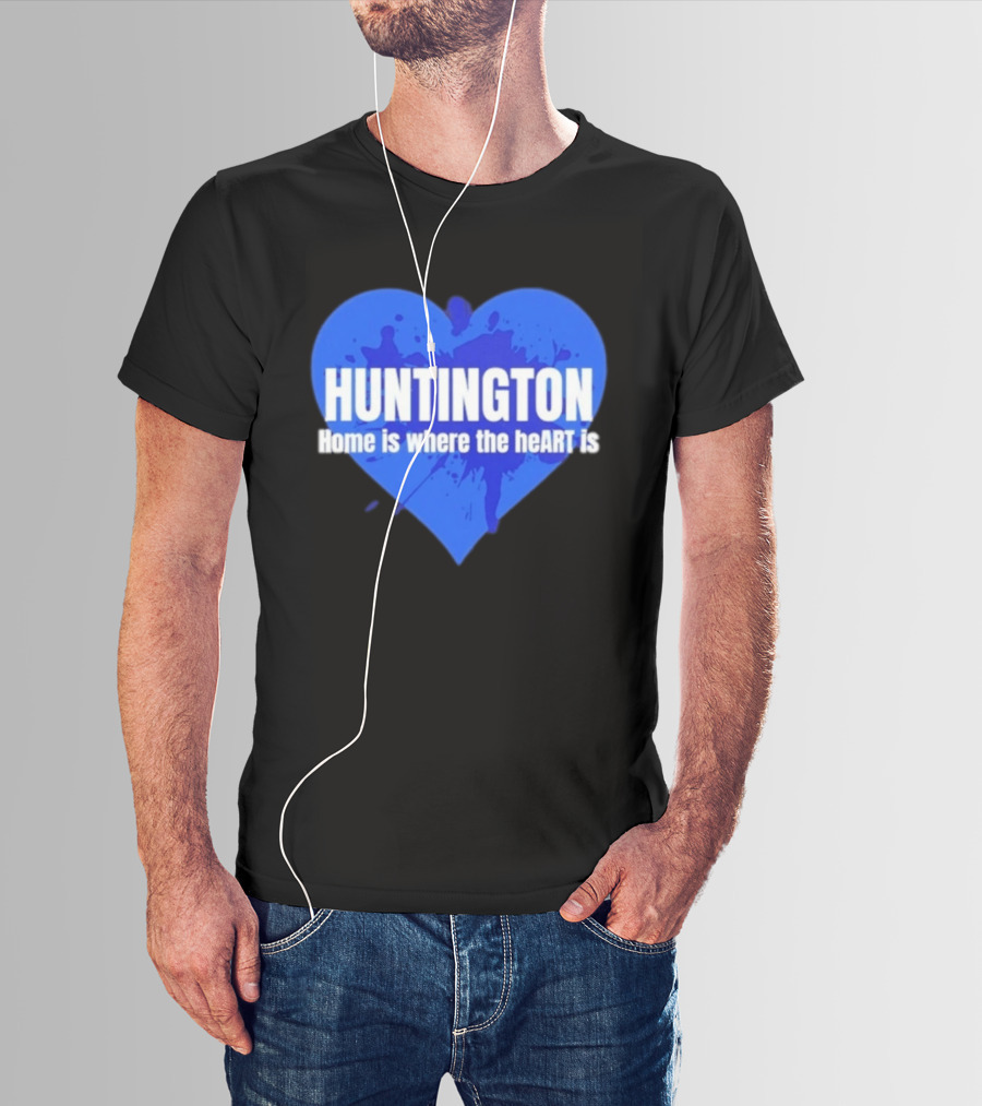 Huntington Home Is Where The Heart Is Blue Paint Splatter T-Shirt