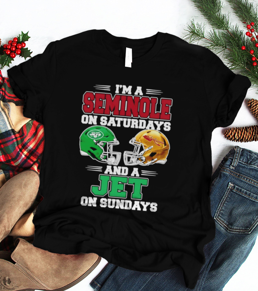 I'm A Seminole On Saturdays And A Jet On Sundays Football Helmets T-Shirt