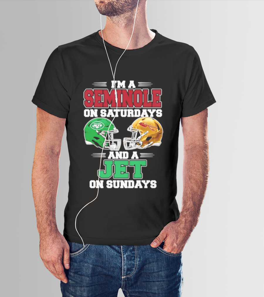 I'm A Seminole On Saturdays And A Jet On Sundays Football Helmets T-Shirt