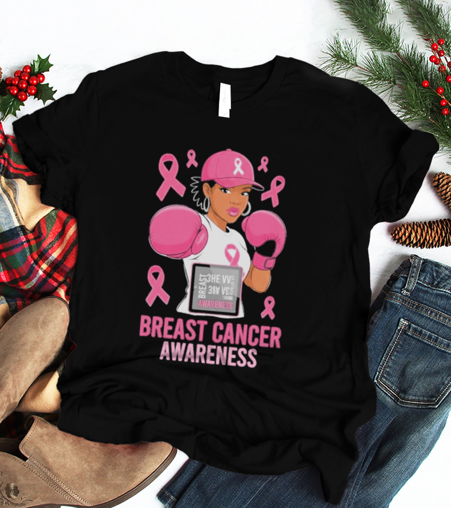 Breast Cancer Awareness Pink Boxing Fighter Empowerment T-Shirt