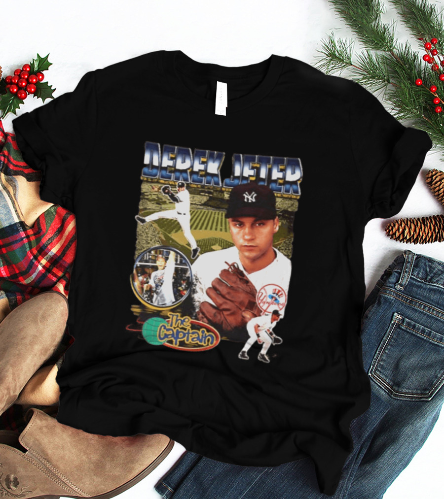 Derek Jeter New York Yankees The Captain MLB Player Tribute Two Sided T-Shirt