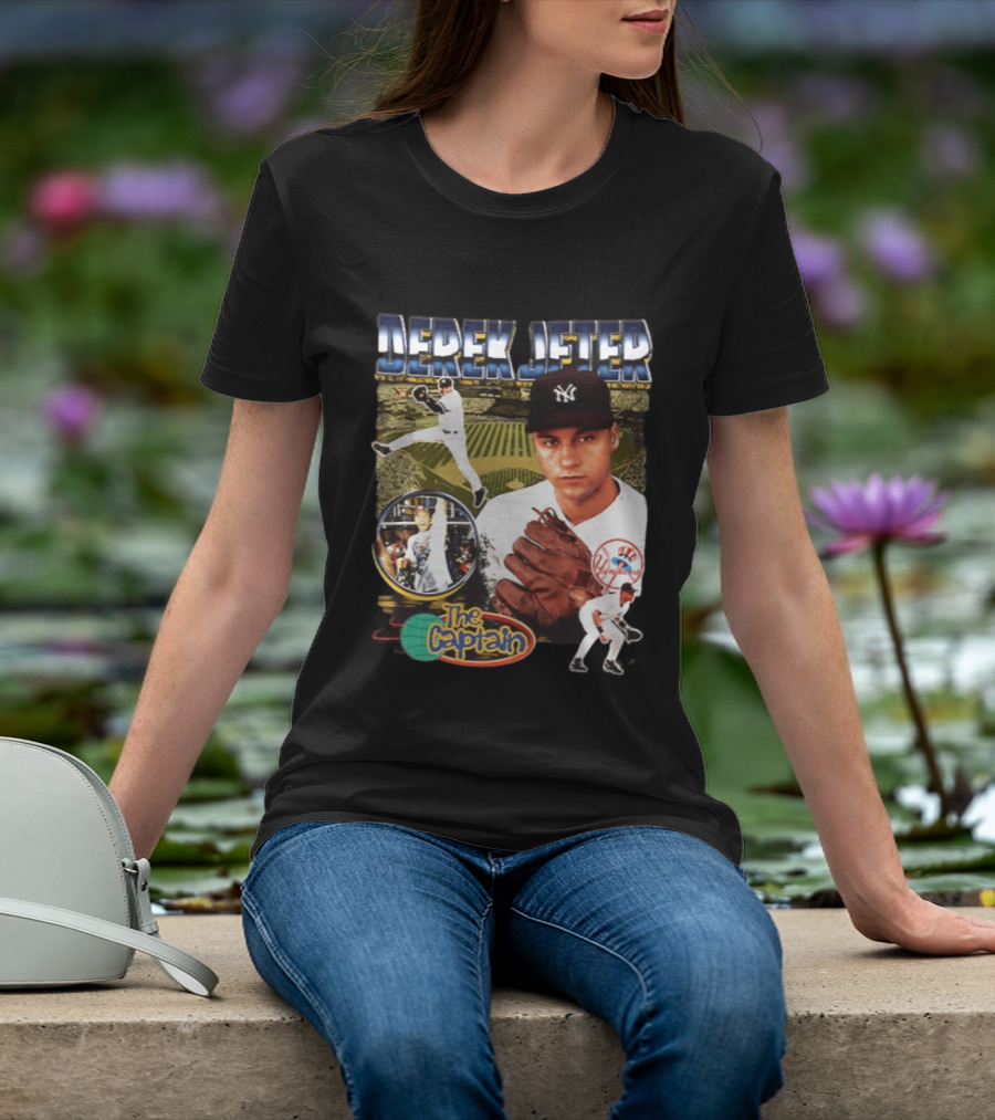 Derek Jeter New York Yankees The Captain MLB Player Tribute Two Sided T-Shirt