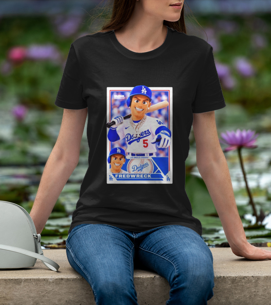 Los Angeles Dodgers Fredwreck Number 5 Block Legendz Baseball Card T-Shirt