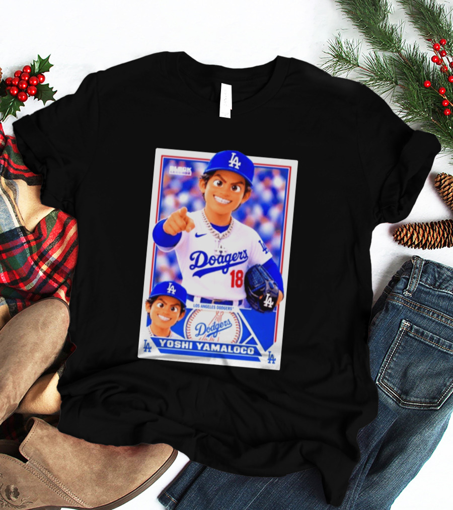 Block Legendz Yoshi Yamaloco Los Angeles Dodgers No 18 Baseball Card T-Shirt