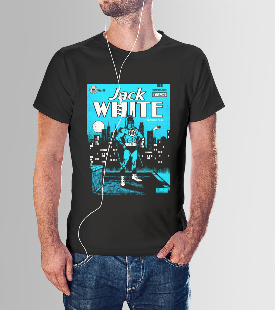 Jack White With Snooper Nashville TN 2026 Night 1 Live At The Truth October 9 Superhero Cityscape T-Shirt