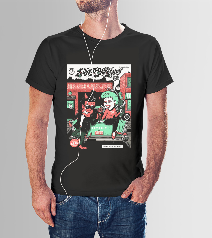 Johnny Blue Skies Detroit Event Motor City October 10 2026 Dark Clouds M.A.F.A Issue T-Shirt