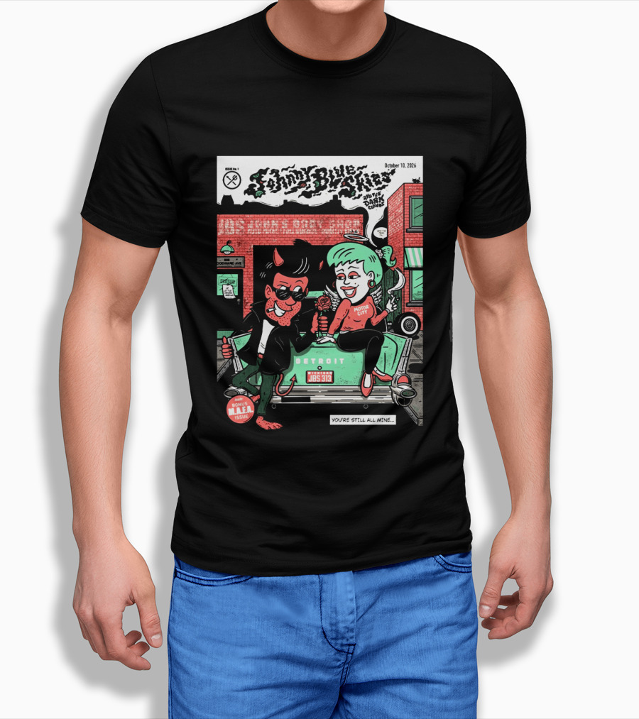 Johnny Blue Skies Detroit Event Motor City October 10 2026 Dark Clouds M.A.F.A Issue T-Shirt