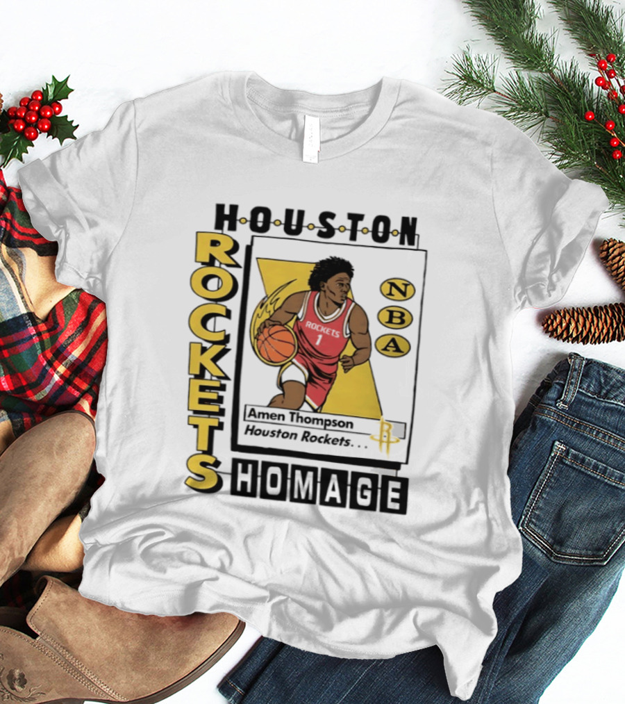 Amen Thompson Houston Rockets NBA Homage Trading Card T-Shirt