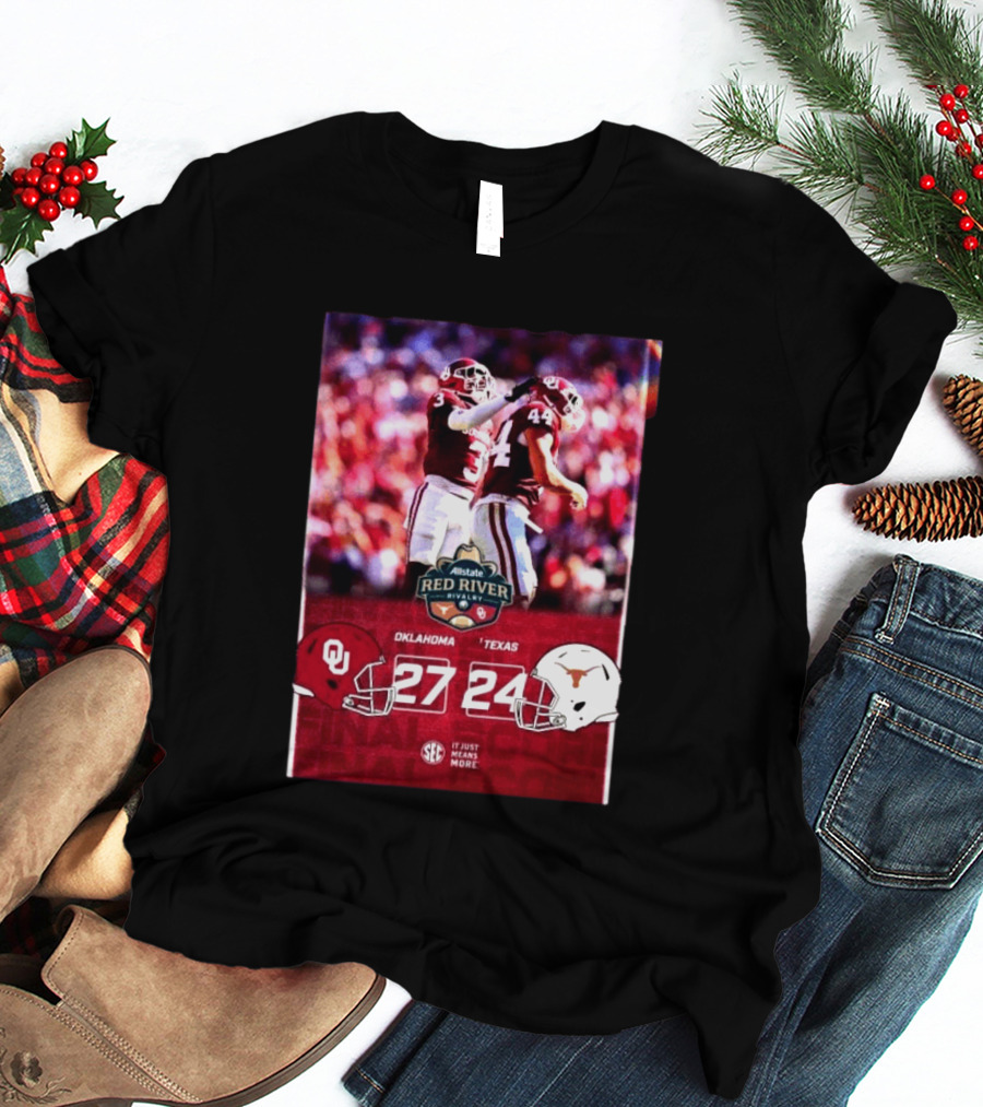 Allstate Red River Rivalry 2026 Oklahoma 27 Texas 24 Score Highlights T-Shirt