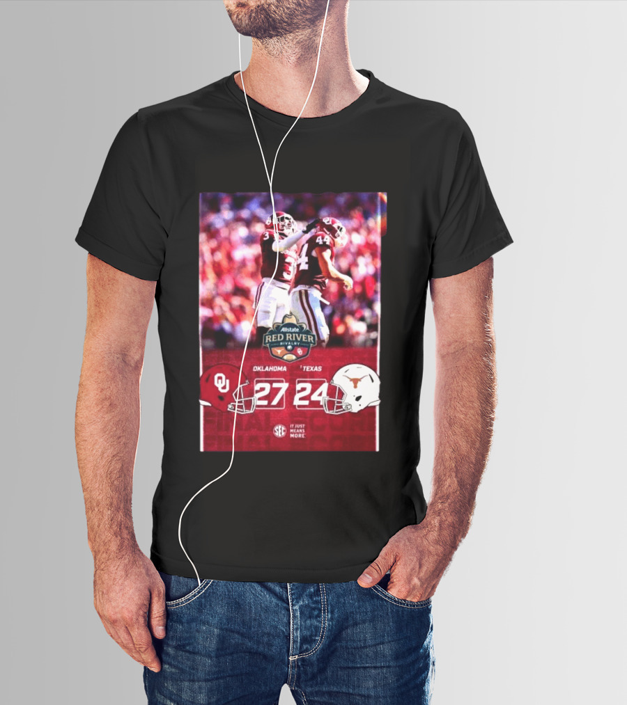 Allstate Red River Rivalry 2026 Oklahoma 27 Texas 24 Score Highlights T-Shirt