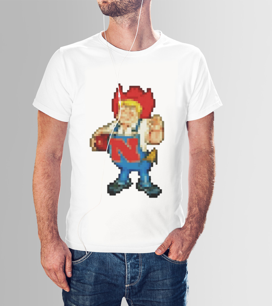 Herbie Husker Nebraska Cornhuskers Pixelated Character With Football T-Shirt