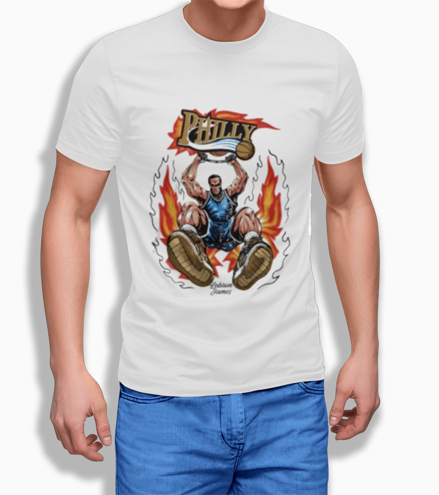 Philly Basketball Dunking Fireball Bootleg T-Shirt