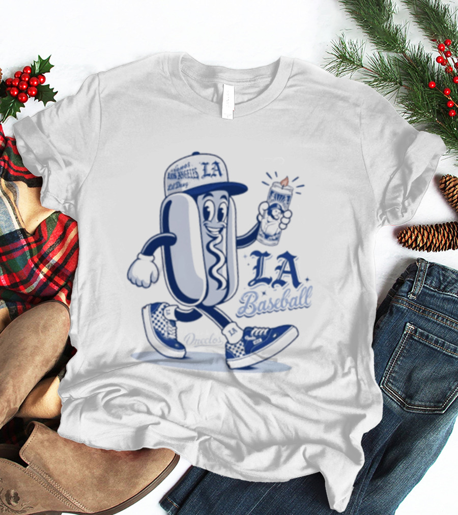 Lil Dawg LA Baseball Somos Los Angeles Dodgers Hot Dog T-Shirt