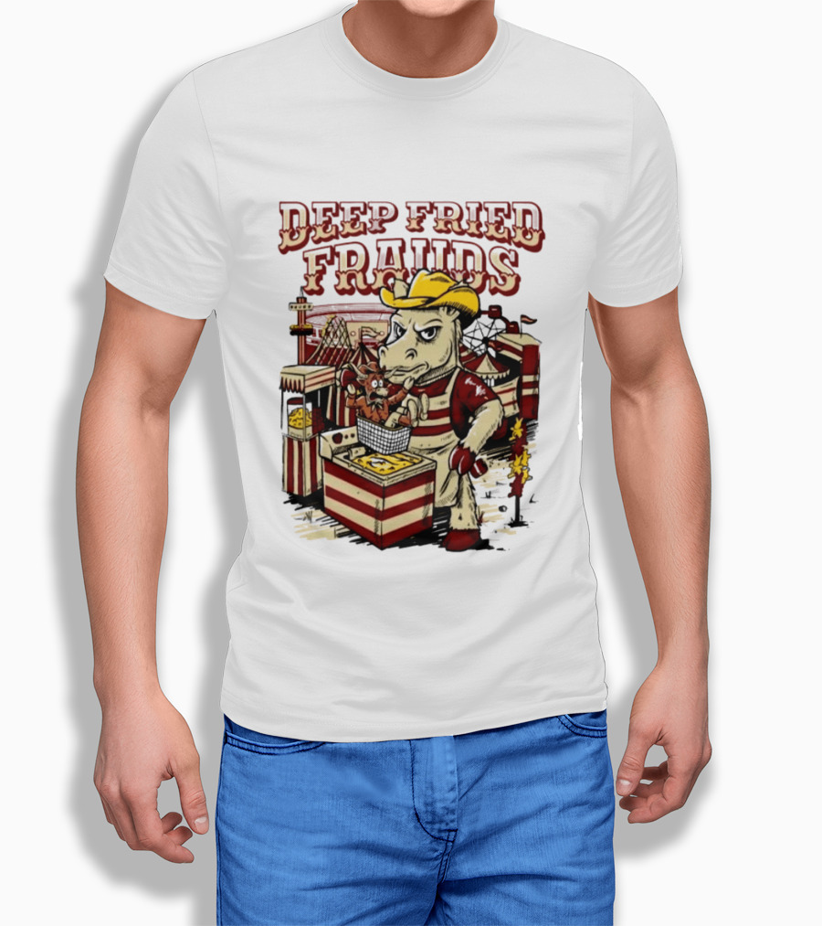Oklahoma Sooners Beat Texas Longhorns Deep Fried Frauds Football 2026 Cow Mascot Cooking Satire T-Shirt