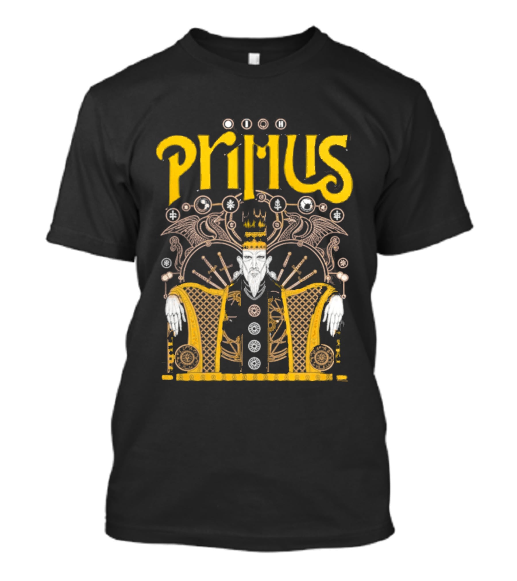 Primus Farewell To Kings Crowned Figure With Swords And Winged Details T-Shirt