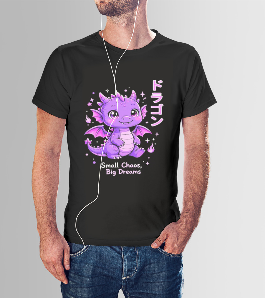 Dragon Small Chaos Big Dreams Purple Kawaii Anime T-Shirt