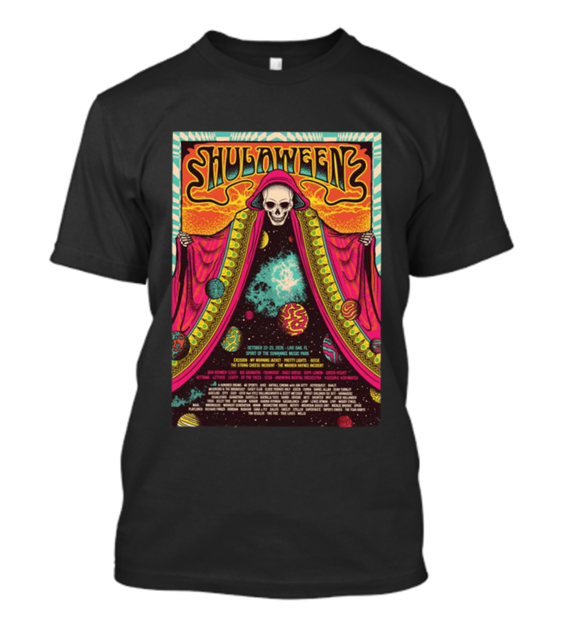 Hulaween Music Festival 2026 Spirit Of The Suwannee Live Oak October 22 25 Cosmic Skeleton T-Shirt