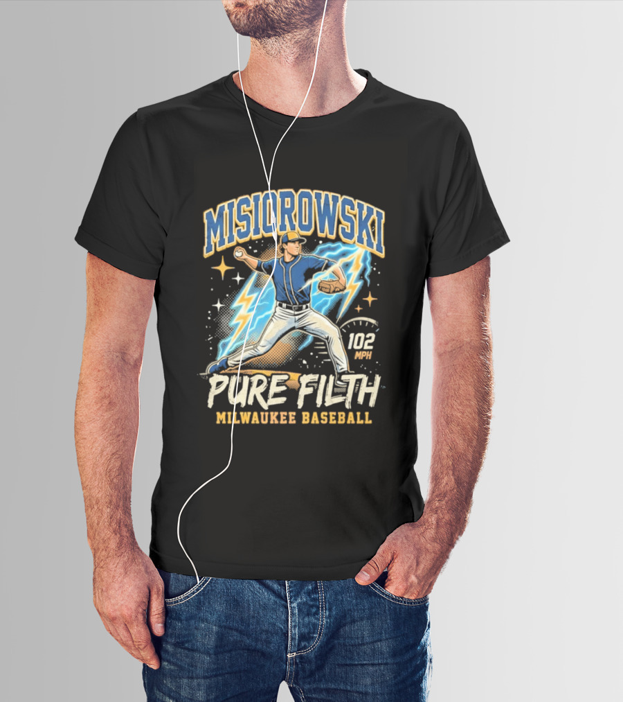 Misiorowski Pure Filth 102 MPH Milwaukee Baseball T-Shirt