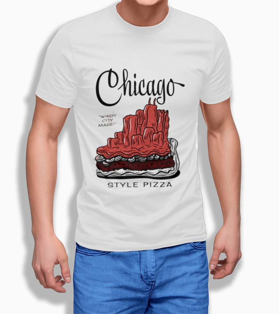 Chicago Windy City Made Deep Dish Style Pizza T-Shirt