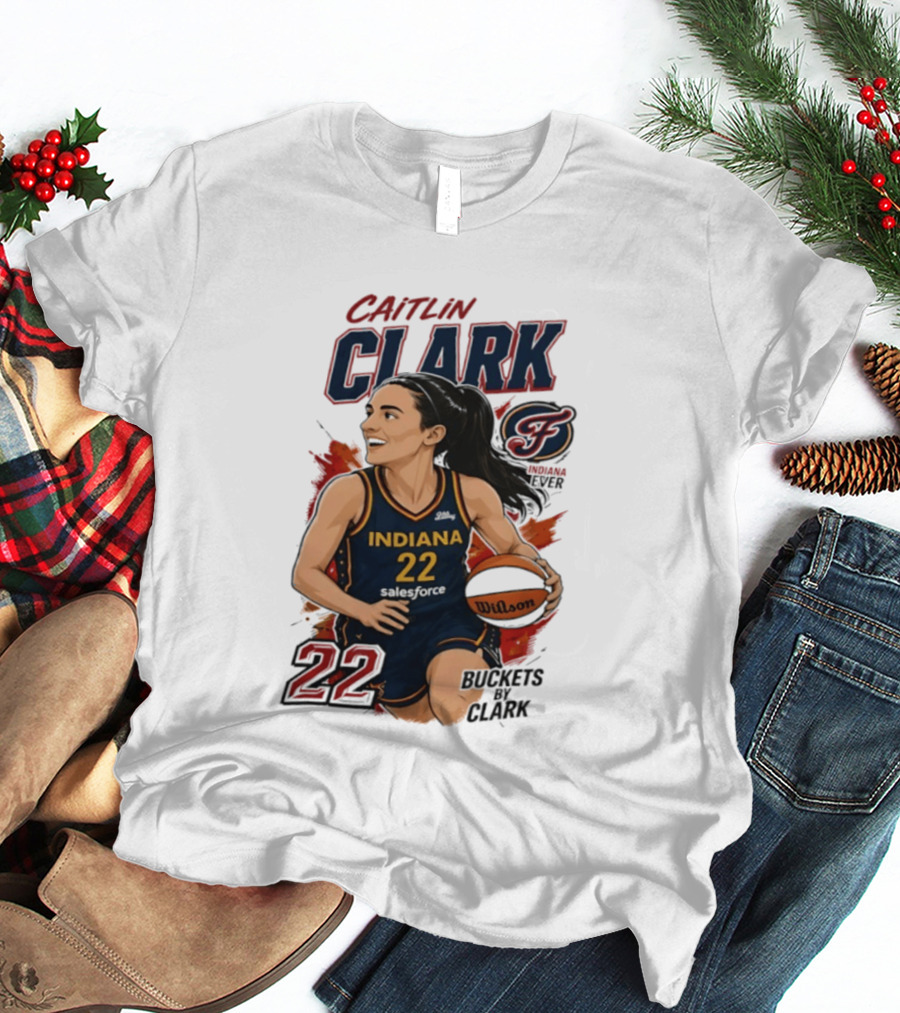 Indiana Fever Caitlin Clark 22 Buckets Basketball Caricature T-Shirt